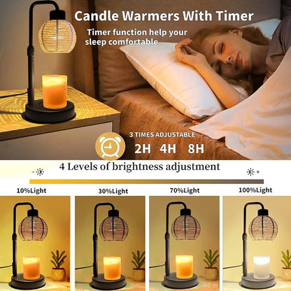 Candle Warmer Lamp, Candle Lamp with Timer Wax Melts Warmer - Dimmable & Height Wax Warmer Lamp for Melting Heating Jar Candle Scented Candle Warmer Home Decor Brightness