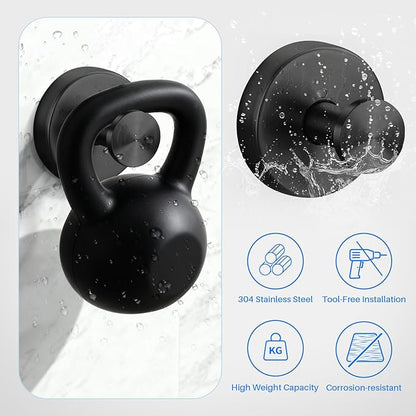 Suction Cup Hooks Stainless Steel Shower Hooks No Drill Towel Hooks Removable Wreath Hanger for Front Door, Bathroom Wall, Kitchen, Glass, Mirror (2 Pack)