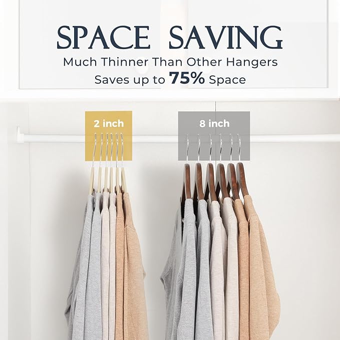 HOUSE DAY Beige Velvet Hangers 40 Pack, Non Slip Clothes Felt Hanger Heavy Duty for Coat, Premium Slim Space Saving Suit Hangers for Closet Organizer, 360° Rotating Silver Hook