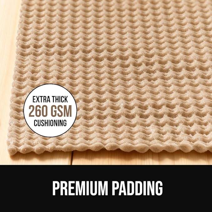 GORILLA GRIP Premium Dual Sided Extra Thick 2x4 Rug Gripper Pad for Hardwood Floors, Breathable Slip Resistant Pad Grips Under Carpet Area Rugs for Hard Surface Floor Protection, Easy Trim Mats, Beige