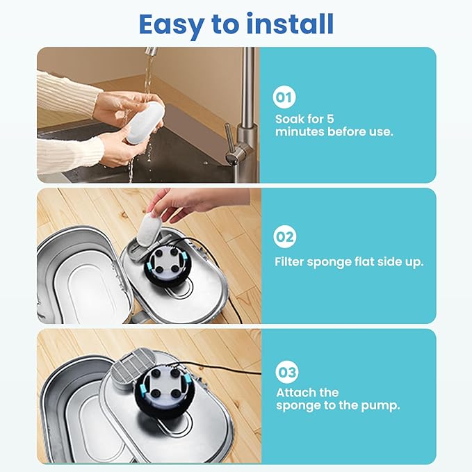 Tomxcute Cat Water Fountain, 3.2L/108oz Automatic Stainless Steel Pet Fountain Dog Water Dispenser, Ultra-Quiet Pump and 3 Replacement Filters & for Cats, Dogs, Multiple Pets