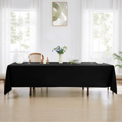 Rectangle Tablecloths 60x120 Inch 8 Pack Black Tablecloth for 6ft Washable Decorative Linen Polyester Table Cloths for 8ft Dining Table Banquets Buffet Parties and Wedding