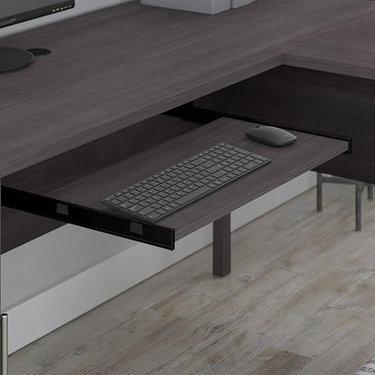 Bush Furniture Somerset 60W L Shaped Desk with Hutch in Storm Gray