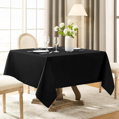 Square Tablecloth 52 x 52 Inch Black Tablecloths Stain-Wrinkle Resistant Washable Polyester Table Cloths for Holiday, Buffet Parties,and Wedding