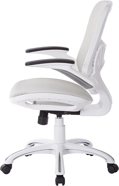 Office Star Ventilated Manager's Office Desk Chair with Breathable Mesh Seat and Back, White Base, White