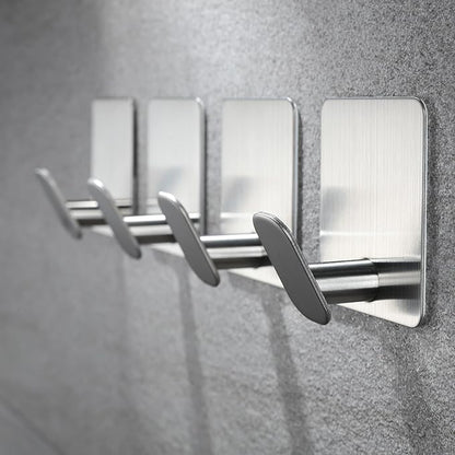 YIGII Adhesive Towel Hooks, 4 Pack Coat Hooks Stainless Steel Stick on Wall Hook for Bathroom/Kitchen, Waterproof Towel Hanger for Robe, Hats