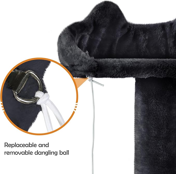 Yaheetech 62in Cat Tree Tower for Indoor Cats, Furniture w/Double Condo, Scratching Posts, Multiple Platforms and Balls for Kittens, Black