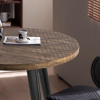 Round Dining Table, Small Dining Table for 2, 31.5" Round Table, Mid-Century Modern Kitchen Table with 1.4" Thickness Wood Grain Tabletop for or Small Space, Dining Room, Kitchen, Rusty Brown