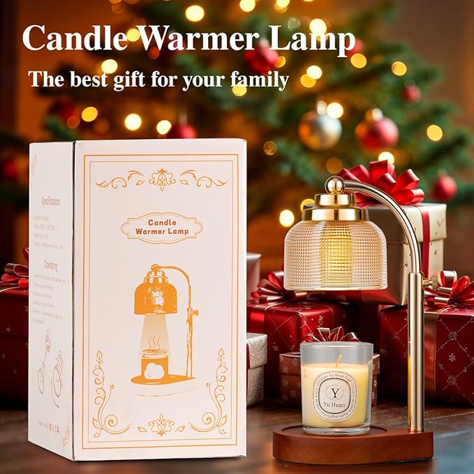 Candle Warmer Lamp with Timer Dimmer, Birthday Gifts for Women Mom Sister, House Warming Gifts Vintage Home Decor, Adjustable Height Wax Melt Warmer for Jar Candles with 2 Bulbs