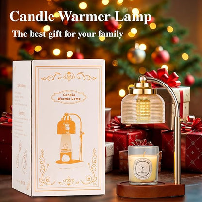 Candle Warmer Lamp with Timer Dimmer, Birthday Gifts for Women Mom Sister, House Warming Gifts Vintage Home Decor, Adjustable Height Wax Melt Warmer for Jar Candles with 2 Bulbs