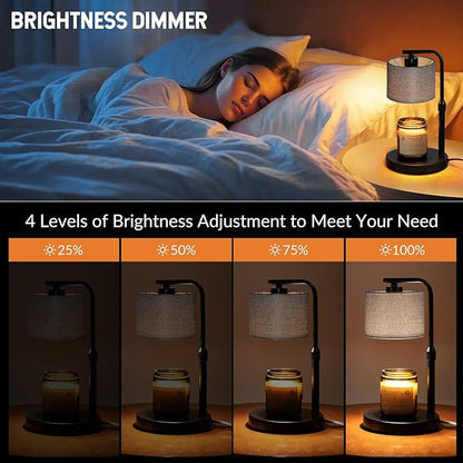 Dexnump Candle Warmer Lamp with Timer, Dimmable Candle Wax Warmer with 2 Light Bulbs, Height Adjustable Electric Candle Light for All Size Scented Candles, Home Room Decor, Gifts for Women Mom