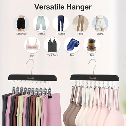 TOPIA HANGER 2 Pack Bra Hanger with 2 Pack Leggings Organizer, 2-in-1 Space Saving Hanger Neatly Store Max 40 Bras and 20 Leggings, Pants Jeans Shorts Skirt Tank Top Hangers for Closet Black CT77B