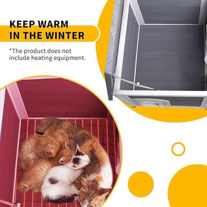 GEGURI Outdoor Cat House, Weatherproof Feral Cat Shelter for Winter