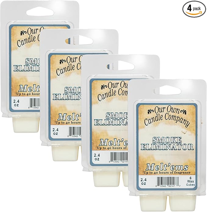 Our Own Candle Company Premium Wax Melt, Smoke Eliminator Scent, 6 Cubes, 2.4 oz (4 Pack)