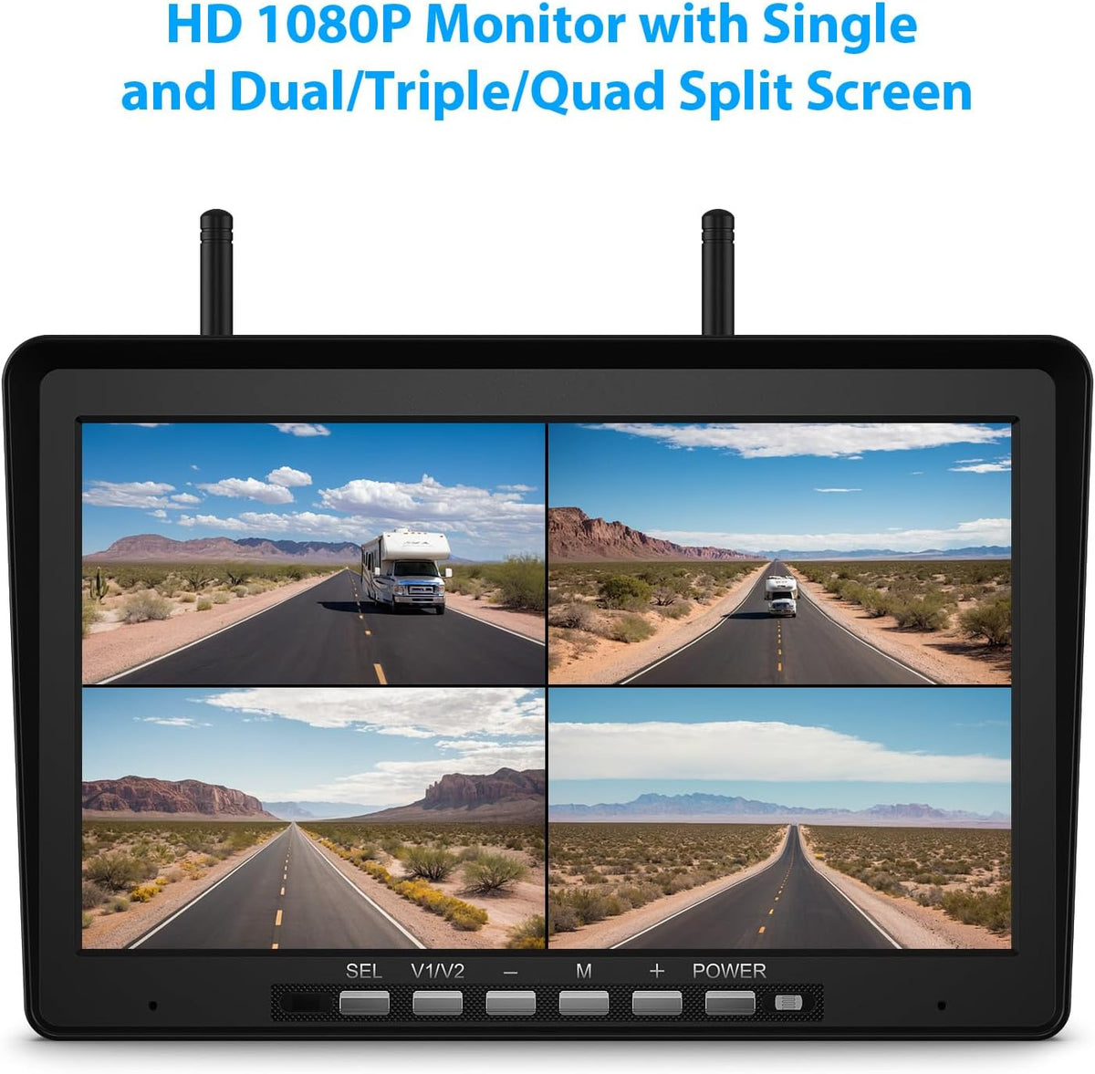 10.1" RV Backup Camera Wireless System Plug and Play, Pre-Wired for Furrion RV Trailer Camper Motorhome, HD 1080P Split-Screen DVR Monitor with 1 Rear View & 2 Side View Cameras, BY503