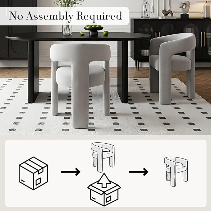 Modern Chenille Dining Chairs Set of 4, Upholstered Barrel Chairs with Arms Comfy Accent Side Chairs for Living Room/Dining Room/Reception, Grey