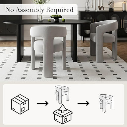 Modern Chenille Dining Chairs Set of 4, Upholstered Barrel Chairs with Arms Comfy Accent Side Chairs for Living Room/Dining Room/Reception, Grey