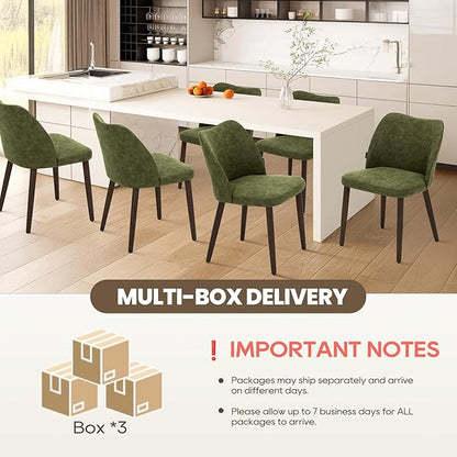 Wooden Dining Chairs Set of 6, Upholstered Kitchen Dining Room Chair, Modern Farmhouse Dinner Chair for Restaurant & Cafe, Green