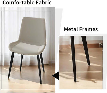 Dining Chairs, Modern PU Leather Dining Room Chair with Sturdy Metal Legs, Upholstered Seat Dinner Chairs Accent Side Chairs for Indoor Kitchen Living Room Restaurant Cafe (Cream, Set of 4)
