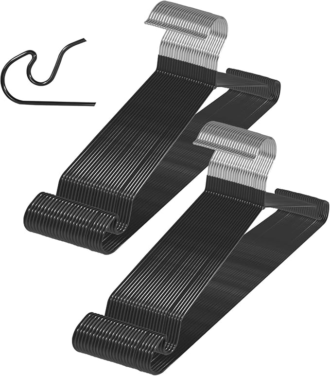 Clothes Hangers, 50Pack,Black Metal Hangers,15.7'W Space-Saving Shirt Hanger,Non-Slip Heavy Duty Hanger with Deep Shoulder Notches for Dress and Camisole