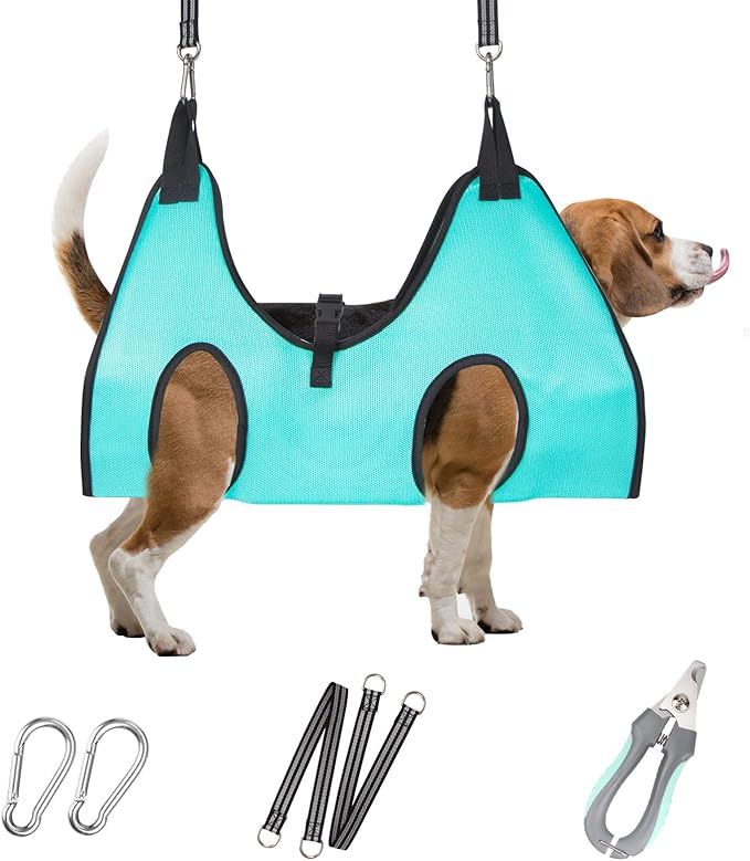Dog Grooming Hammock - Upgrade Pet Grooming Harness for Nail Trimming (M 40lb), Dog Sling for Nail Clipping, Dog Hanging Holder Hanger for Cutting Nail with Nail Clippers