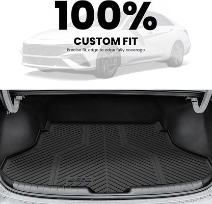 LASFIT Cargo Mat for Hyundai Elantra 2026 2025 2024 2023 2022 2021 & Elantra N 2022-2026, All Weather TPE Custom Fit Elantra & Elantra N Trunk Mat, Black
