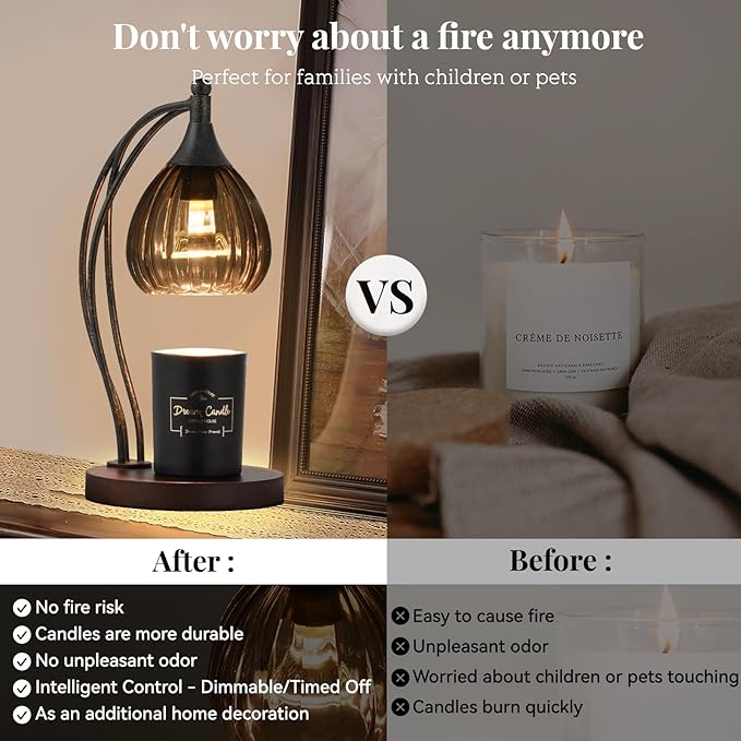 Candle Warmer Lamp with Timer Dimmer - Electric Light Wax Warmer for Jar Candles - Lamp with 2 Bulbs, Unique Birthday Gifts for Women Mom House Warming Gifts New Home Decor