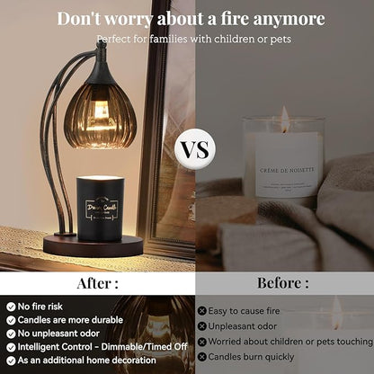 Candle Warmer Lamp with Timer Dimmer - Electric Light Wax Warmer for Jar Candles - Lamp with 2 Bulbs, Unique Birthday Gifts for Women Mom House Warming Gifts New Home Decor