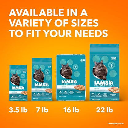 IAMS Proactive Health Indoor Weight Control & Hairball Care Adult Dry Cat Food, Chicken & Turkey Recipe, 16 lb. Bag