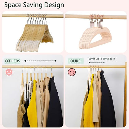 ManGotree Velvet Coat Hangers with Empty Aromatherapy Boxes, Non-Slip Short Neck Hangers, Ultra-Thin Space Saving Suit Hanger for Jacket, Shirt, Dress, Pants (22 Pack, Light Pink)