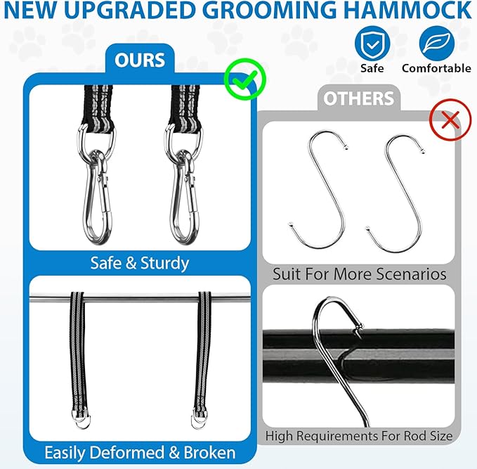 Pet Grooming Hammock Harness for Medium/Large Dogs Nail Trimming, Dog Sling for Cutting Nails, Dog Hanging Holder Hanger with Nail Clippers, Nail File, Scissors