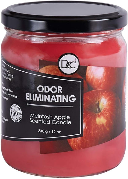 Mcintosh Apple Odor Eliminating Highly Fragranced Candle - Eliminates 95% of Pet, Smoke, Food, and Other Smells Quickly - Up to 80 Hour Burn time - 12 Ounce Premium Soy Blend