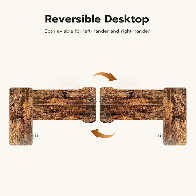 59 Inch L Shaped Standing Desk Adjustable Height, Electric Corner Standing Desk, Sit Stand Computer Table with Reversible Splice Board, Rustic Brown