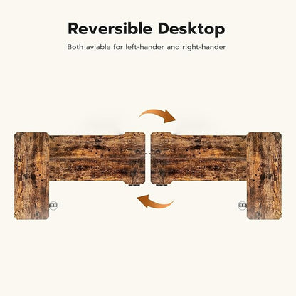 59 Inch L Shaped Standing Desk Adjustable Height, Electric Corner Standing Desk, Sit Stand Computer Table with Reversible Splice Board, Rustic Brown