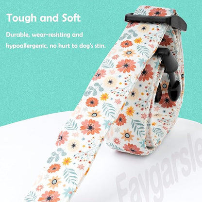 Faygarsle Cotton Designer Dogs Collar Cute Flower Dog Collars for Girl Female Small Medium Large Dogs with Flower Charms XS