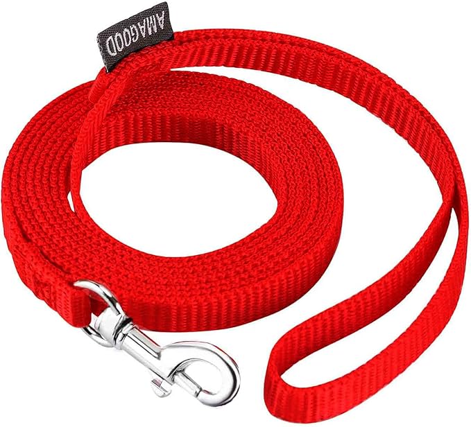 AMAGOOD 6 FT Cat Leash, Strong and Durable Traditional Style Leash with Easy to Use Collar Hook,Cat Lead Great for Cats (3/8 in x 6 ft(Pack of 1), Red)