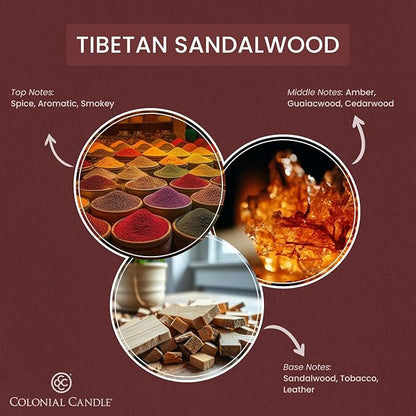 Colonial Candle Tibetan Sandalwood Scented Candle Jar, Highly Fragranced Candles for Home Scented, Mottled Wax Candle, 2 Wick, 8 oz - Made in The USA