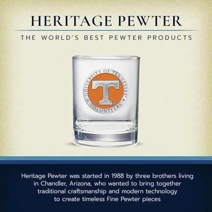 Heritage Pewter Tennessee Double Old Fashion | Double Rocks Glass 14 OZ for Liquor | Expertly Crafted Pewter Glass