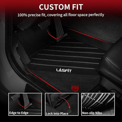 LASFIT 2018-2024 BMW X3 Floor Mats & Trunk Mat, Custom Fit TPE All Weather Car Liners Full Set for x3 30i/M/M40i/M Competition Accessories, Waterproof & Anti-Slip (Don't Fit X3 30e)
