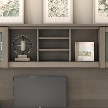 Bush Furniture Somerset L Shaped Desk with Hutch in Ash Gray | Corner Computer Table with Drawers, Cabinets and Pullout Keyboard/Laptop Tray for Home Office