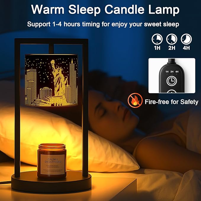 Candle Warmer Lamp with Timer Wax Melt Warmer for Scented Jar Candles Candle Lamp Warmer Gifts for Mom, House Warming Gifts New Home Office Dorm Room Fall Decor (Statue of Liberty)