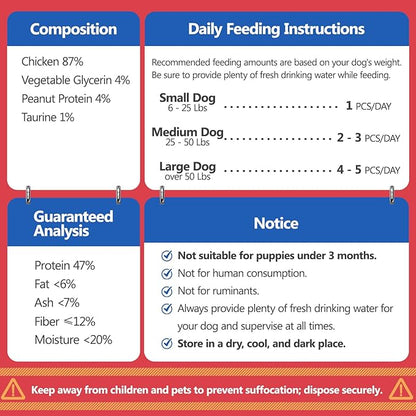 Dog Treats Chicken Jerky Rings High Protein Taurine-Rich Perfect for Chewing Training Rewarding Small, Medium, and Large Dogs,14.11 Oz