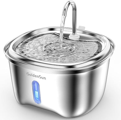 Cat Water Fountain Stainless Steel, 120 oz/3.5 L Pet Water Fountain for Cats Indoor, Automatic Cat Fountains for Drinking, Dog Water Fountain with Replacement Filters, Ultra-Quiet, Water Level Window