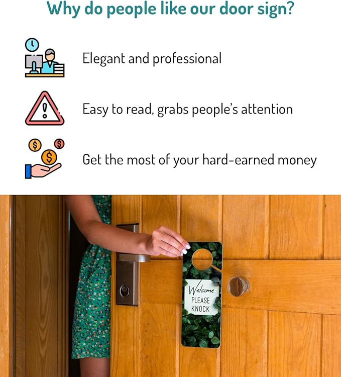 Do Not Disturb Door Hanger Sign, 2 Pack (Printed on Both Sides), 9.3″x3.5″ PVC Plastic, Please Do Not Disturb Sign for Home, Office, Hotel, Bathroom, Bedroom, Counseling, Therapists, Clinic, Botanical