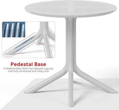 Costaelm Sunshine 31.5" Round Plastic Outdoor Patio Dining Table for 4, Gray