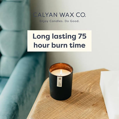 Calyan Wax Co. Evergreen & Eucalyptus Scented Candle - 75 Hour Burn - Luxury Non Toxic Soy Wax Candles - Long Lasting Black Tumbler Jar Candle for Home - 10.2oz