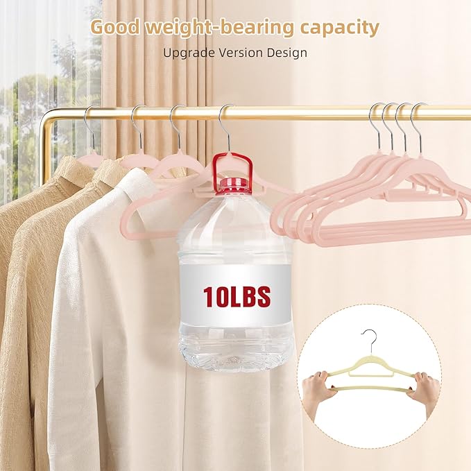 Velvet Clothing Hangers Non-Slip Pink Suit Hanger Space Saving Clothes Hanger Heavy Duty Adult Hanger Hangers with 360°Swivel Hook 20 Pack