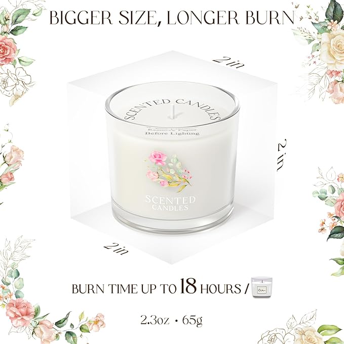 Scented Candle Gifts for Women, Candles Gift Set for Her, 3 Scented Candles for Mom, Teacher, Birthday Gifts for Women/Men (White, 7 oz)