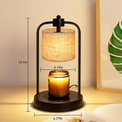 Candle Warmer Lamp Electric with Timer: Wax Melts Warmer - Dimmable Candle Wax Warmer Electric Candle Warmer with Replacement Bulbs, Bedroom Home Decor Compatible with Various Candles-Linen
