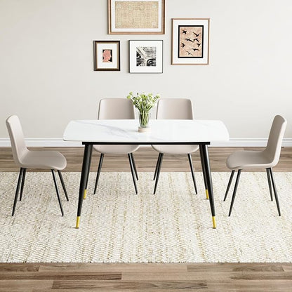 50'' Dining Table Set for 4, Dining Room Sets for 4, Sintered Stone Dining Table Chairs Set of 4, Easy to Assemble，Suitable for Small Spaces